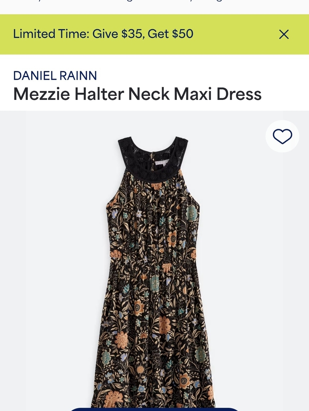 Daniel Rainn Black Floral Mezzie Halter Maxi Dress